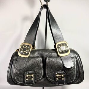Michael Kors VINTAGE Black Pebbled Cowhide Leather Shoulder Bag